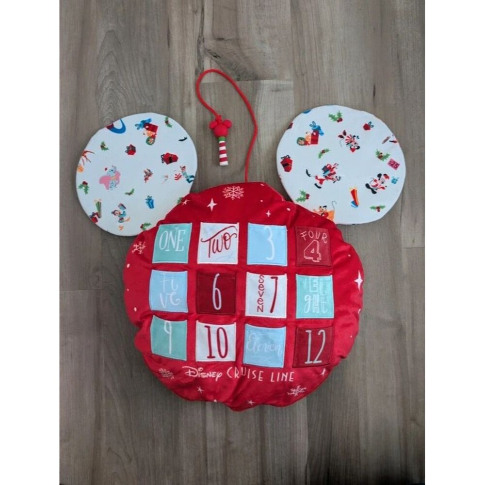 Disney Cruise Line Very Merrytime Mickey Mouse Christmas Advent Pillow (U2)